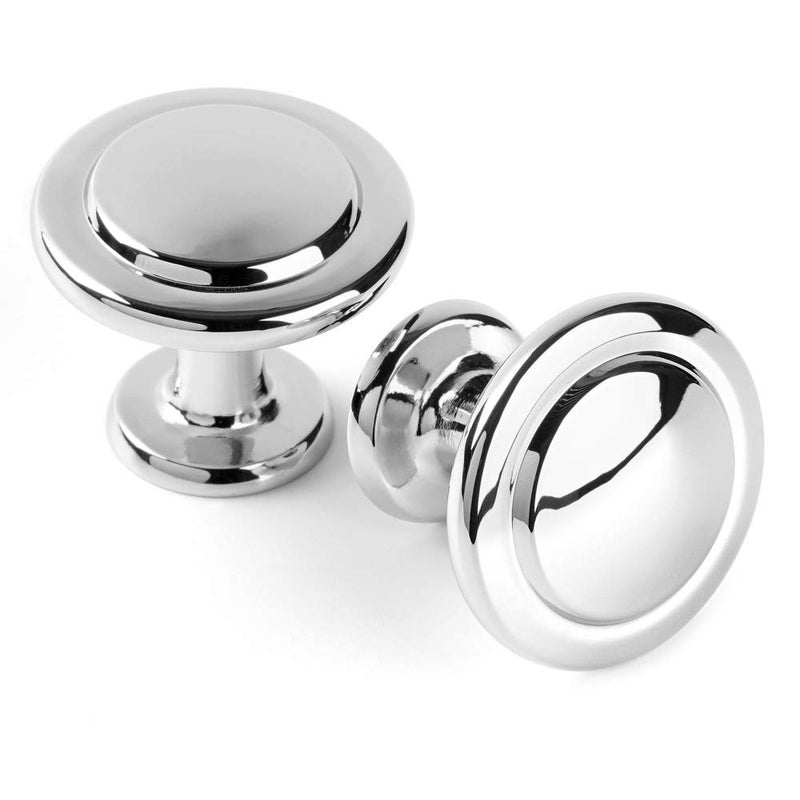KOOFIZO Round Cabinet Knobs Polished Chrome Cabinet Pulls, Dia. 1-1/4 Inch, 10 Pack Chrome Drawer Knobs for Kitchen Cabinets 1960 Drawers Dresser Cupboard Bedroom Bathroom - Image 1